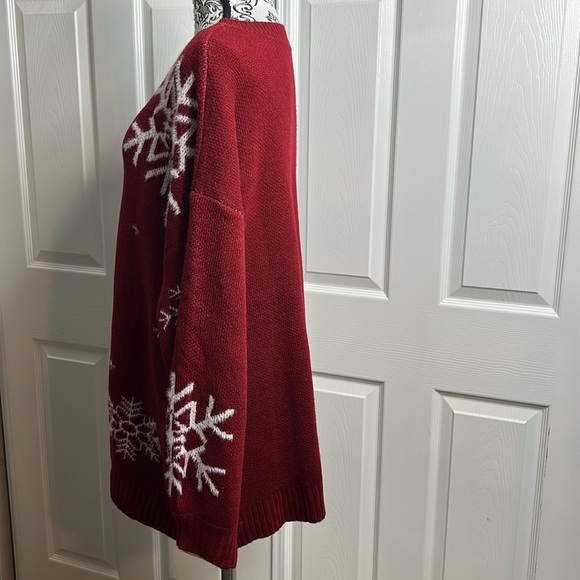 BloomChic Burgundy Snowflake Sweater Holiday Snow US 18-20 - Picture 6 of 7